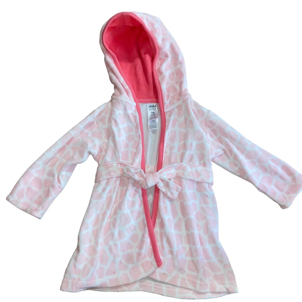 Child of Mine by Carter’s pink giraffe print terry towel robe Baby One Size